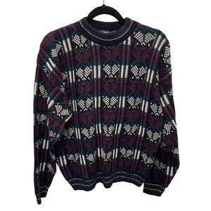 Scandia Grandpa Pullover Sweater Navy Purple L